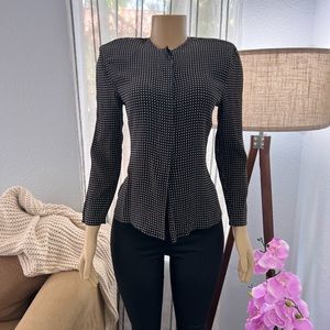 Vintage Dattilo Polka Dot Silk Blouse Top Size 8 Long Sleeve Shirt